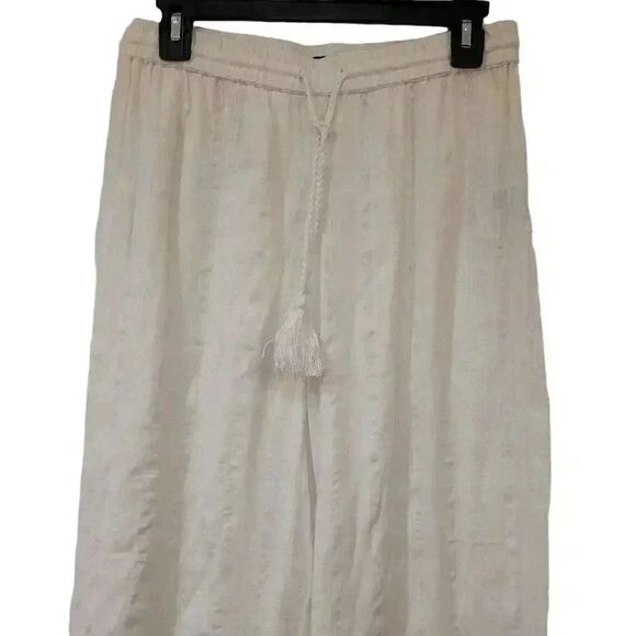 Volcom Women's White Cotton Sun Spent Drawstring Pants - Picture 4 of 12